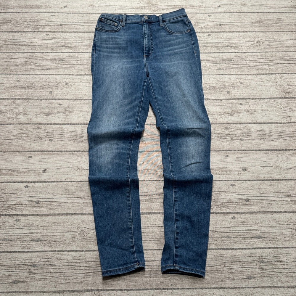 Denim Forum Jeans Women's 27 Blue Denim High Waisted Skinny Slim Fit Whiskered
